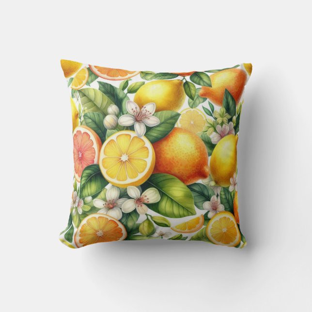  Citrus Bloom Throw Pillow (Front)