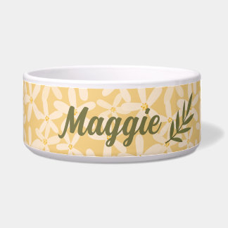 Citrus Blossoms white / yellow personalized Dog Bowl