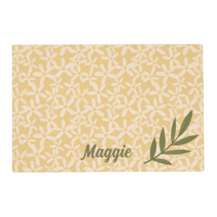 Citrus Blossoms white / yellow personalized Dog Placemat