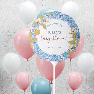 Citrus Blue Yellow Lemon Amalfi Coast Baby Shower Balloon