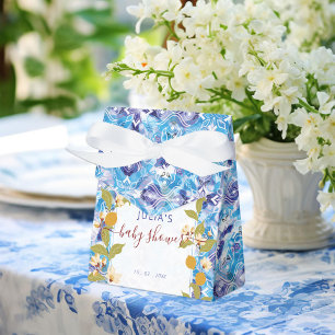 Citrus Blue Yellow Lemon Amalfi Coast Baby Shower Favor Boxes