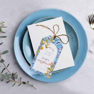 Citrus Blue Yellow Lemon Amalfi Coast Baby Shower Gift Tags