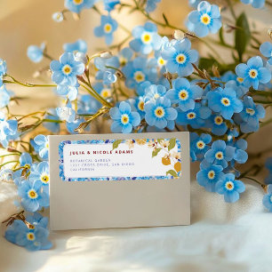 Citrus Blue Yellow Lemon Amalfi Coast Baby Shower Label