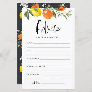 Citrus Botanical Advice for the Bride & Groom Card