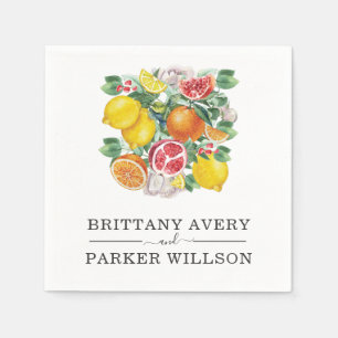 Citrus Botanical Wedding Watercolor Napkins