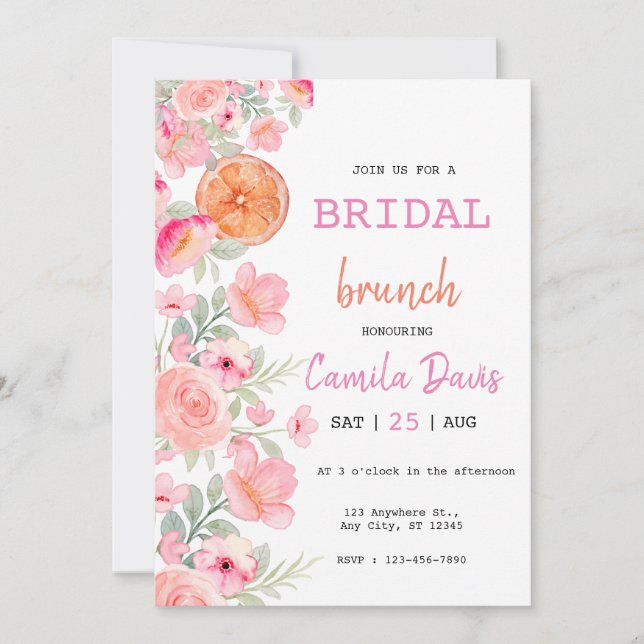  Citrus Bridal Brunch Invitation (Front)