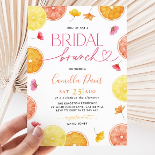 Citrus Bridal Brunch Lemon Bright Bridal Shower Invitation