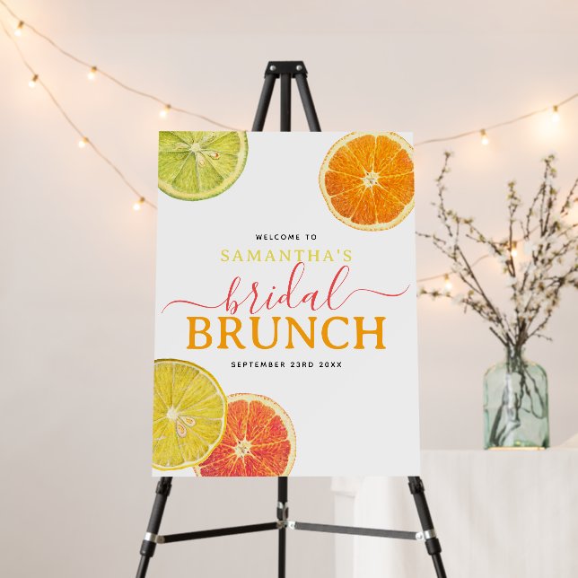 Citrus Bridal Brunch Lemon Orange Bridal Shower Foam Board (In Situ (Stand))