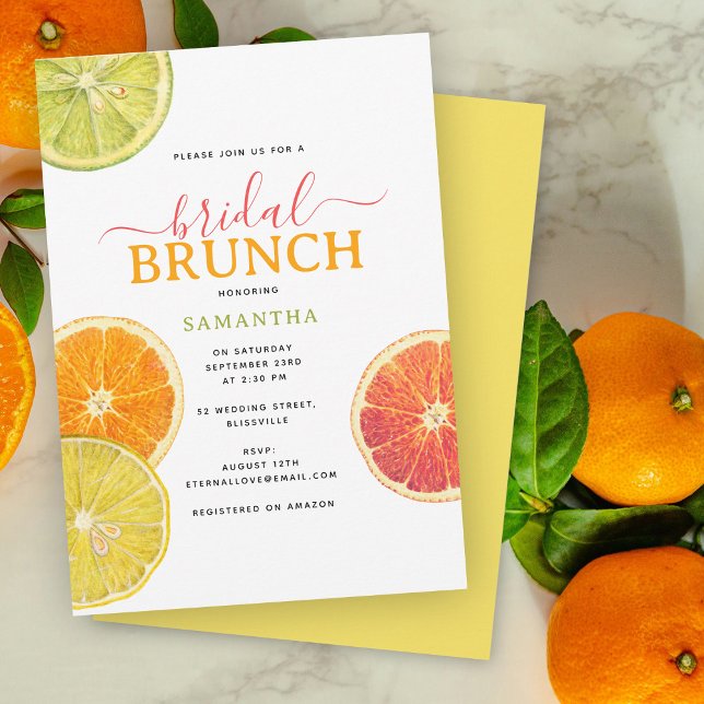 Citrus Bridal Brunch Lemon Orange Bridal Shower Invitation (Citrus Bridal Brunch Lemon Orange Bridal Shower Invitation)