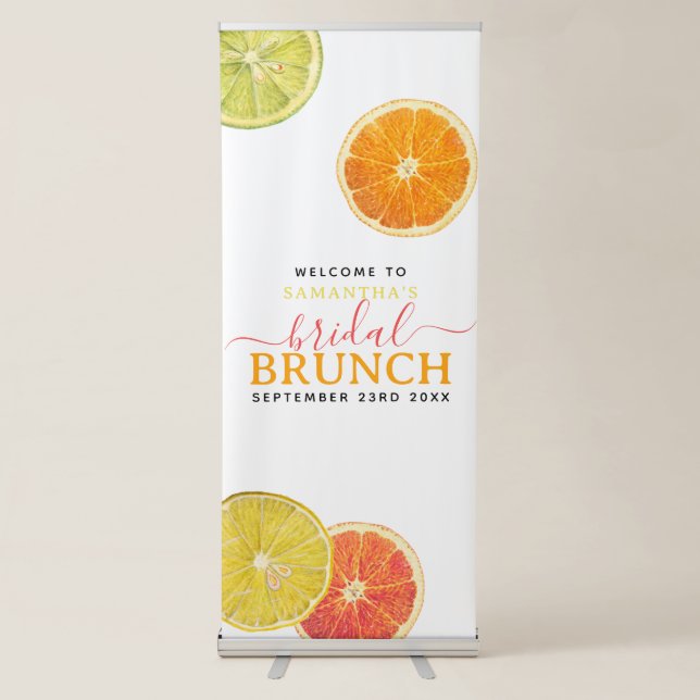 Citrus Bridal Brunch Lemon Orange Bridal Shower Retractable Banner (Front)
