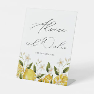 Citrus Bridal Shower Advoce & Wishes Pedestal Sign