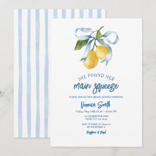 Citrus Bridal Shower Blue Bow Italy Theme Invite 