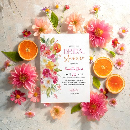 Citrus Bridal Shower, Bright Floral Mediterranean