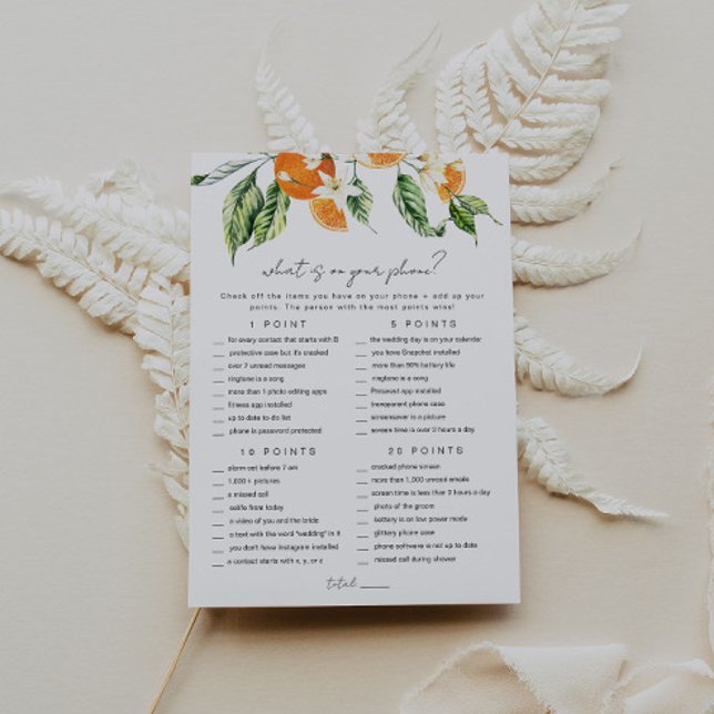 Citrus Bridal Shower Game Card Phone Game (Creator Uploaded)