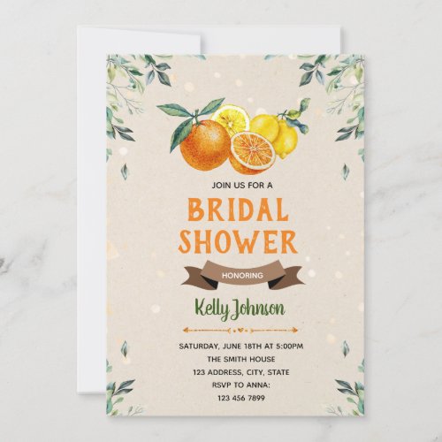 Citrus bridal shower invitation