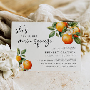Citrus Bridal Shower Invitation Orange Mandarin