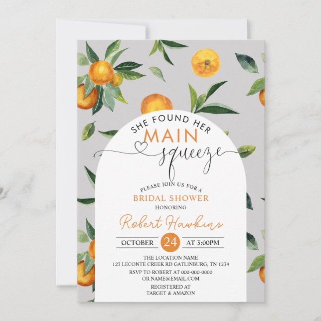 Citrus Bridal Shower Invite (Front)
