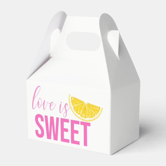 Citrus Bridal Shower Lemon Pink Wedding Summer Favor Boxes (Front Side)