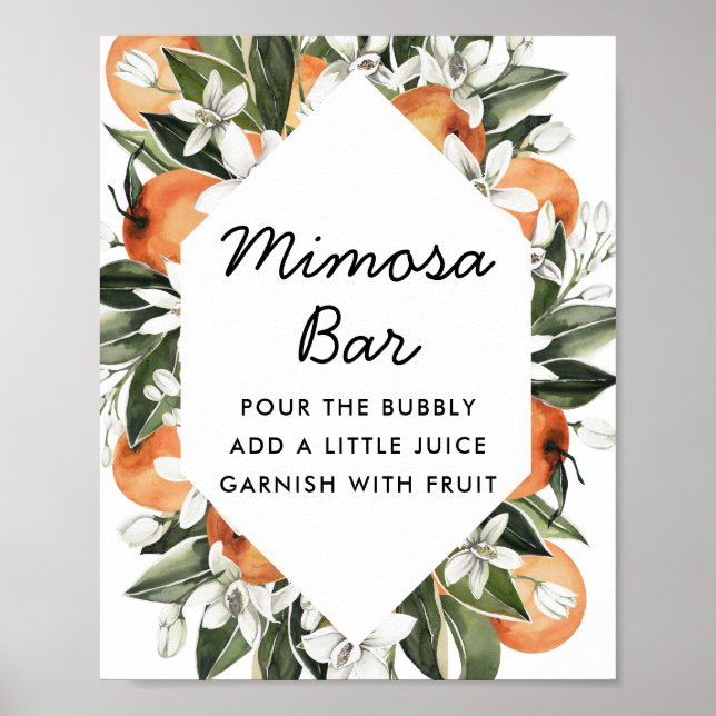 Citrus Bridal Shower Mimosa Bar Poster (Front)