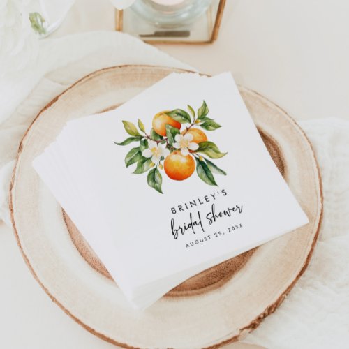 Citrus Bridal Shower Paper Napkins Orange Mandarin