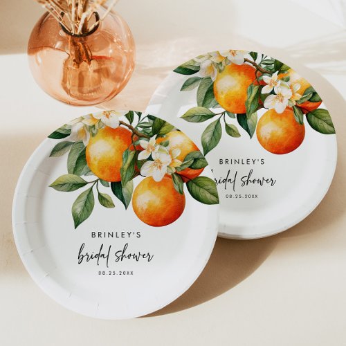 Citrus Bridal Shower Paper Plate Orange Clementine