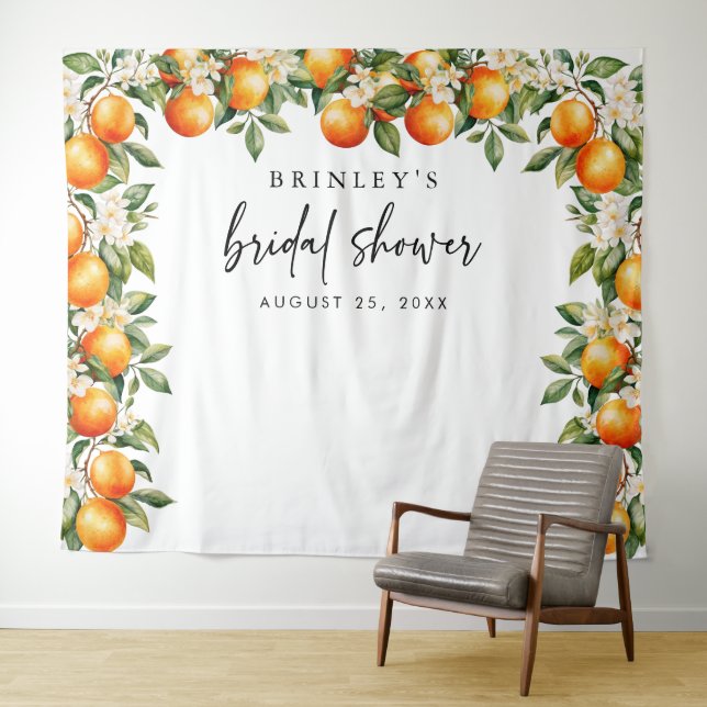 Citrus Bridal Shower Photo Backdrop Orange Blossom (In Situ (Horizontal))