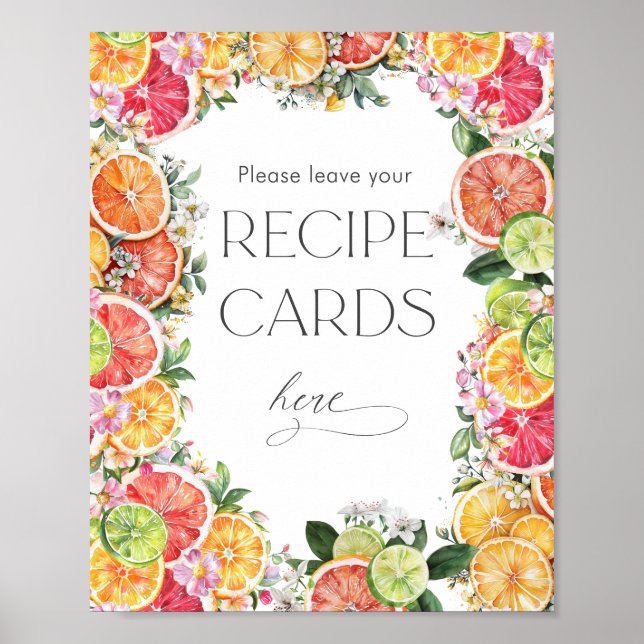Citrus Bridal Shower Recipe Cards Poster (Front)