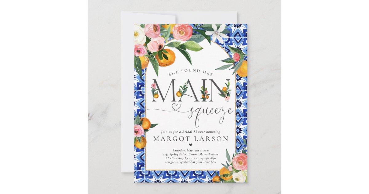 Citrus Bridal Shower She Found Her Main Squeeze In Invitation | Zazzle