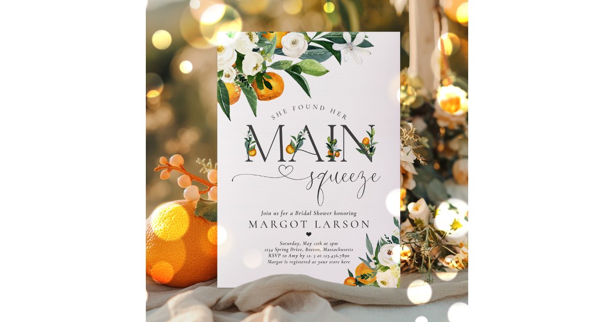 Citrus Bridal Shower She Found Her Main Squeeze Invitation | Zazzle