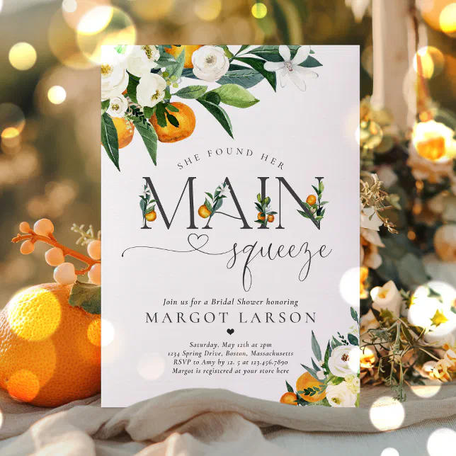 Citrus Bridal Shower She Found Her Main Squeeze Invitation | Zazzle