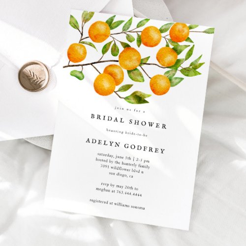 Citrus Bridal Shower Summer Party Invitation