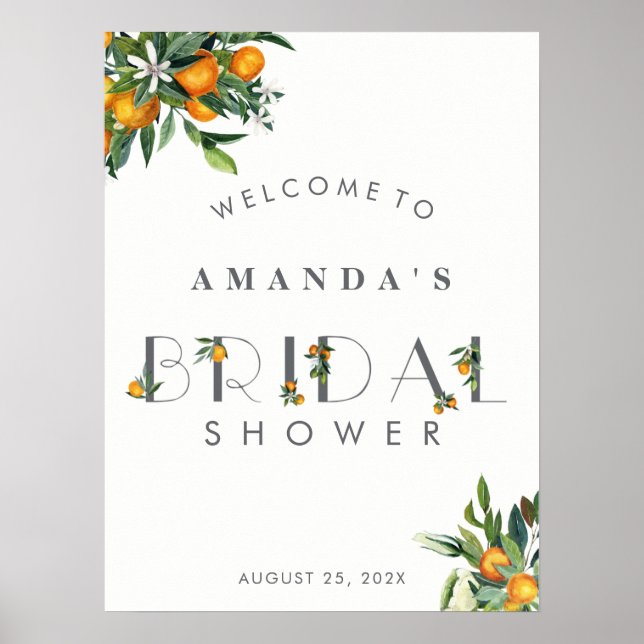 Citrus Bridal Shower welcome sign (Front)