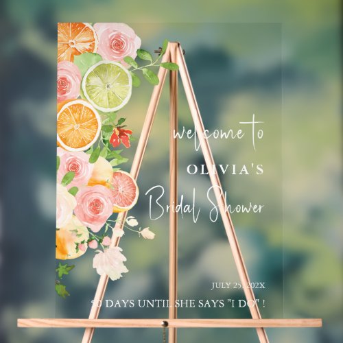 Citrus Bright Bridal Shower Welcome Acrylic Sign