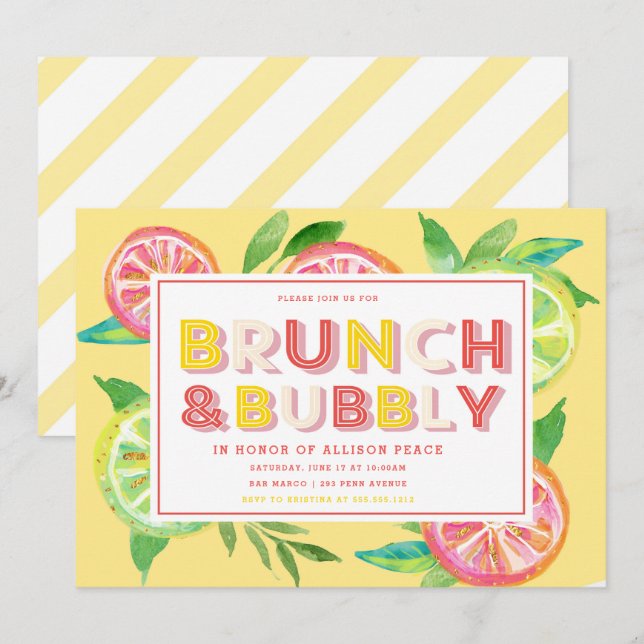 Citrus Brunch and Bubbly Shower Invitation (Front/Back)