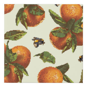 Citrus & Bumblebee: Vintage Seamless Faux Canvas Print