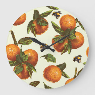 Citrus & Bumblebee: Vintage Seamless Large Clock