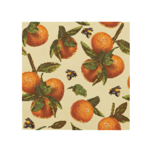 Citrus & Bumblebee: Vintage Seamless Wood Wall Art