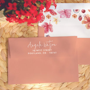 Citrus Calligraphy Bridal Shower Return Address Envelope