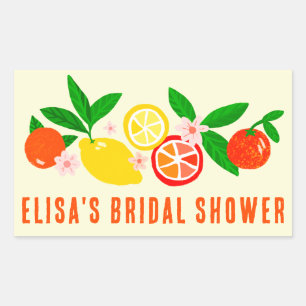 Citrus Celebration Bright Custom BRIDAL SHOWER Rectangular Sticker
