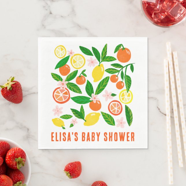 Citrus Celebration Custom BABY SHOWER Thank You Napkins (Insitu)