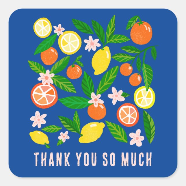 Citrus Celebration Custom BABY SHOWER Thank You Square Sticker (Front)