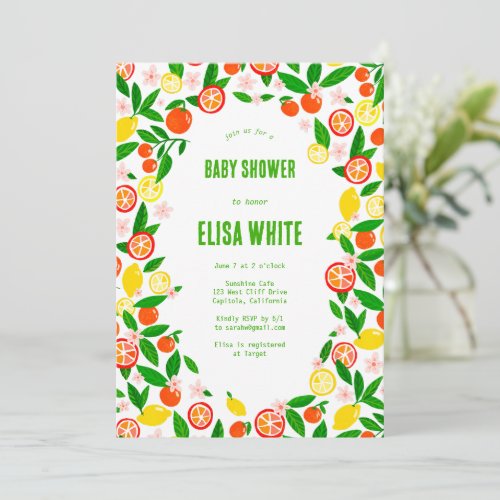 Citrus Celebration CUSTOM Bold Summer BABY SHOWER Invitation