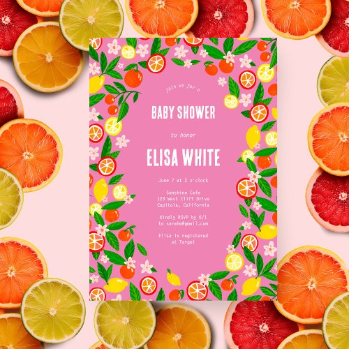 Citrus Celebration CUSTOM Bold Summer BABY SHOWER Invitation