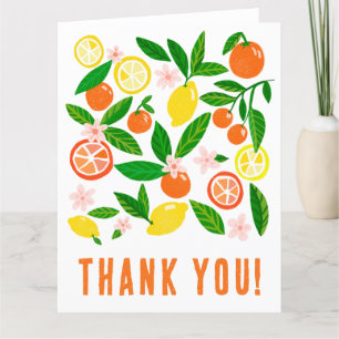 Citrus Celebration Custom Colorful Bold Large Letterpress Thank You Card