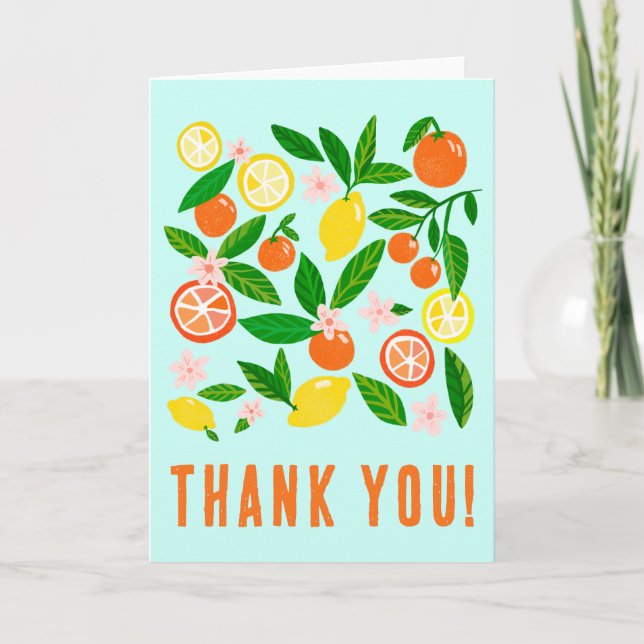 Citrus Celebration Custom Colorful Bold Thank You Card (Front)