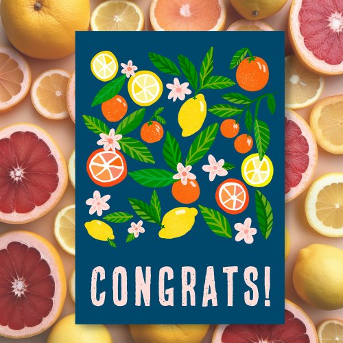 Citrus Celebration Custom Colorful CONGRATULATIONS Card