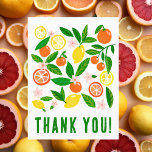 Citrus Celebration Custom Colorful Lemons Oranges Postcard<br><div class="desc">Perfect cute card for a fun thank you postcard! Hand made art for you! Check my shop for matching items. FULLY CUSTOMIZABLE! Click on “Personalize” above to edit the text. Click "edit using design tool" to adjust the fonts, colors and placements and add text to the back side if you...</div>