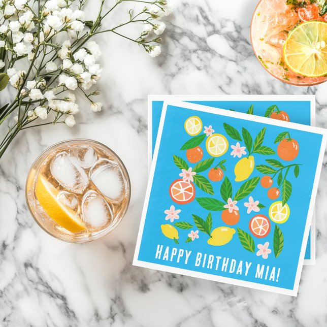 Citrus Celebration Custom Name BIRTHDAY PARTY  Napkins (Citrus Celebration Custom Name BIRTHDAY PARTY Napkins
)