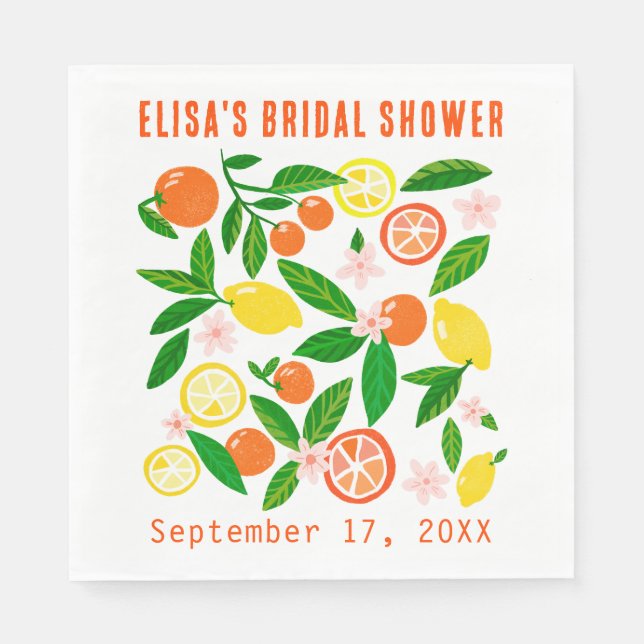 Citrus Celebration Custom Name BRIDAL SHOWER Napkins (Front)
