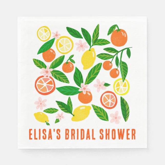 Citrus Celebration Custom Name BRIDAL SHOWER Napkins (Front)